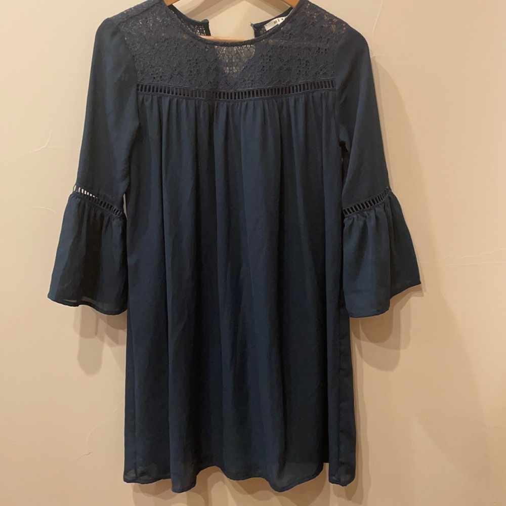 Teal blue long sleeve dress